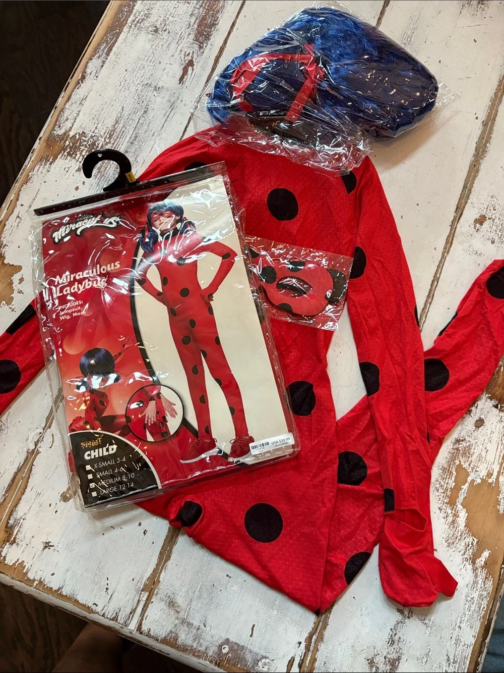 Spirit Miraculous Ladybug Red and Black Jumpsuit Costume with Wig & Mask